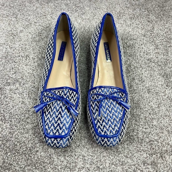 Enzo‎ Angiolini Blue and White Herringbone loafers Size 11S - Picture 3 of 10